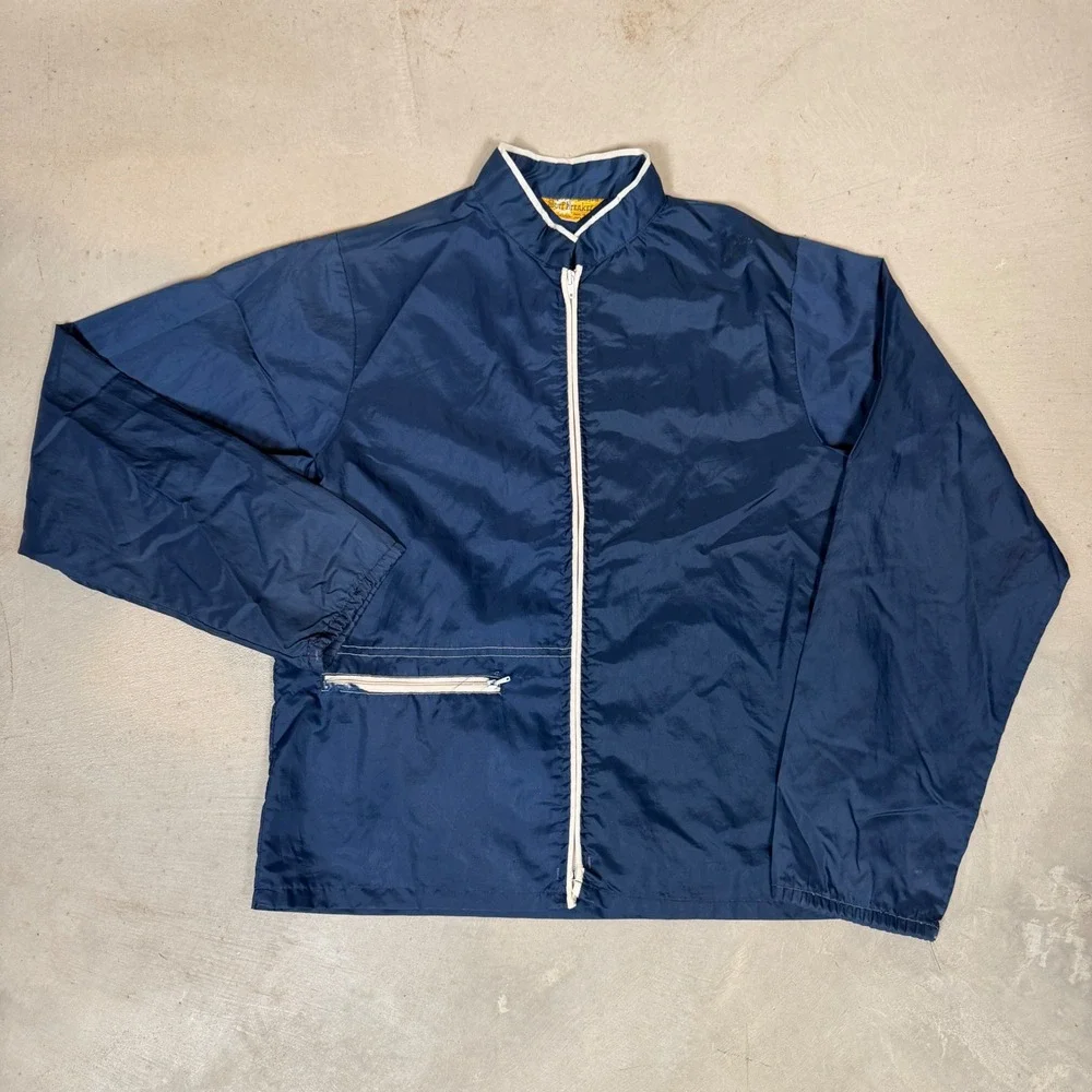 Vintage 60s japanese SurfBreaker Penneys Navy Nylon Windbreaker Jacket Mens S